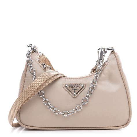 prada re-edition 2000 nylon mini-bag beige|Cameo Beige Re.